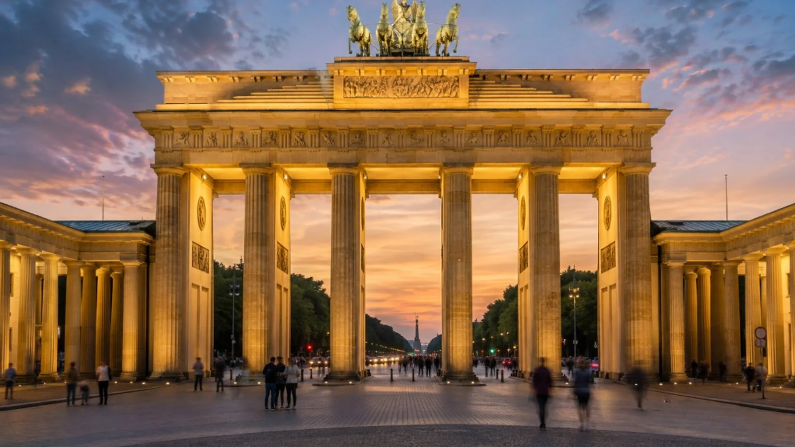 The Brandenburg Gate in Berlin at dusk