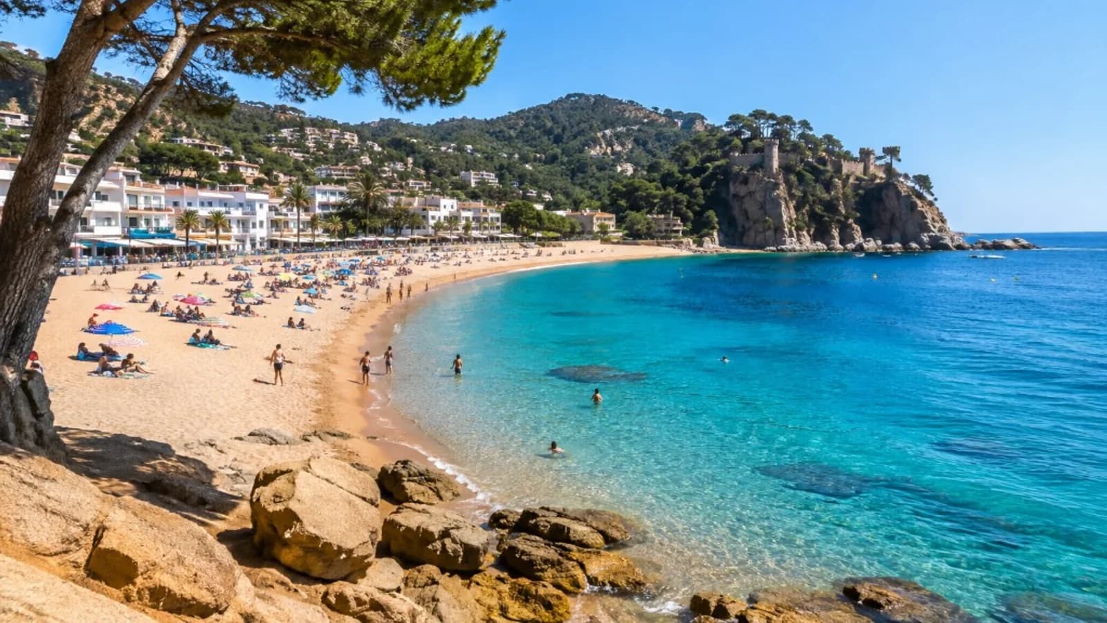 Tossa de Mar beach and medieval fortress on the Costa Brava