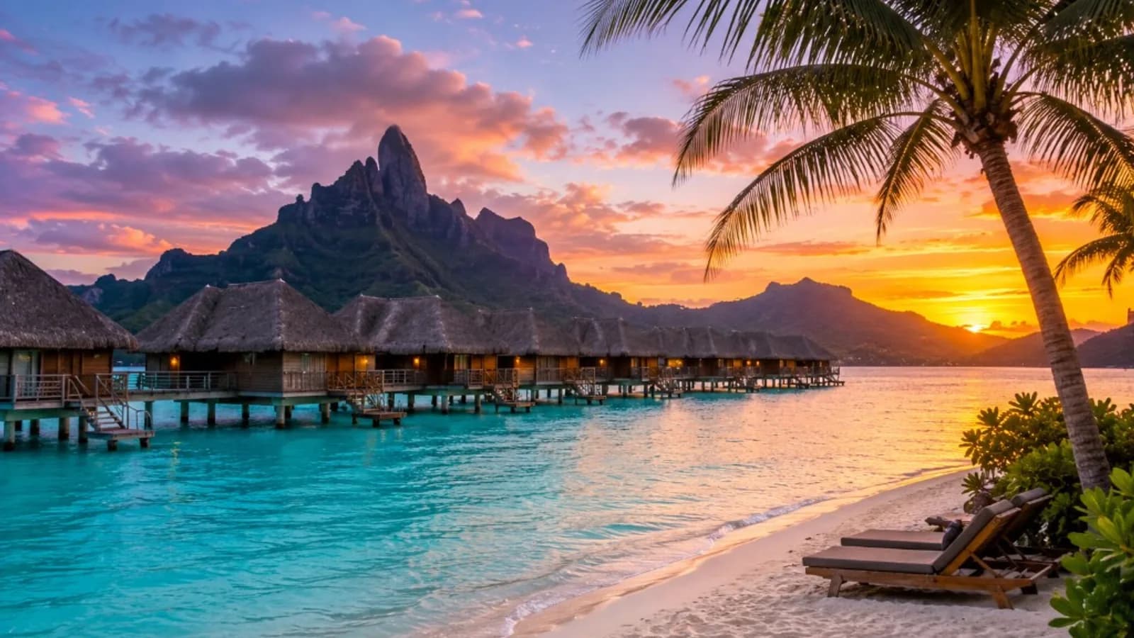 Turquoise Caribbean sea, white sand beach and tropical shoreline